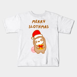 Merry Slothmas Christmas Gift Sloth Kids T-Shirt